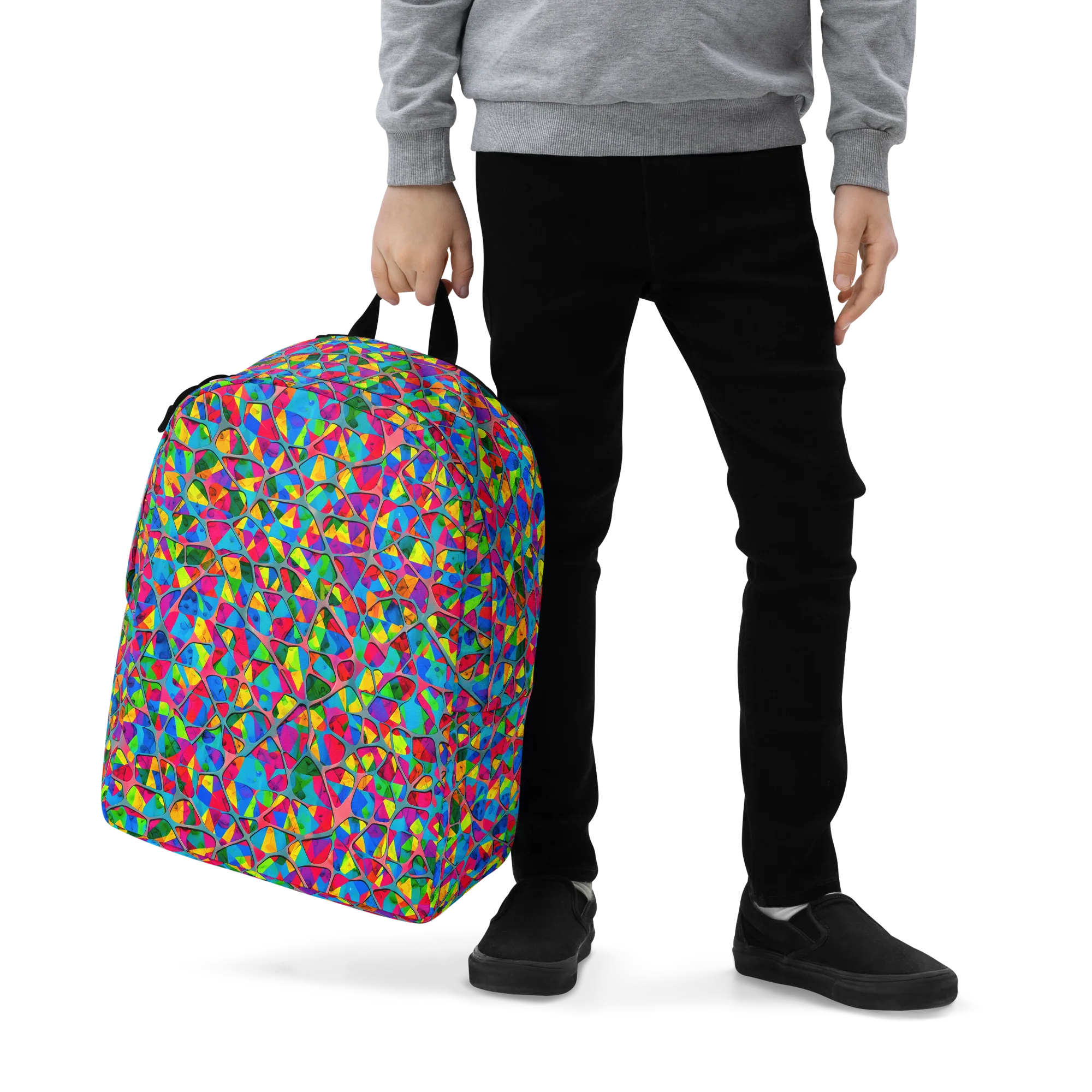 Chromatic Web on Minimalist Backpack — Zoomed-in