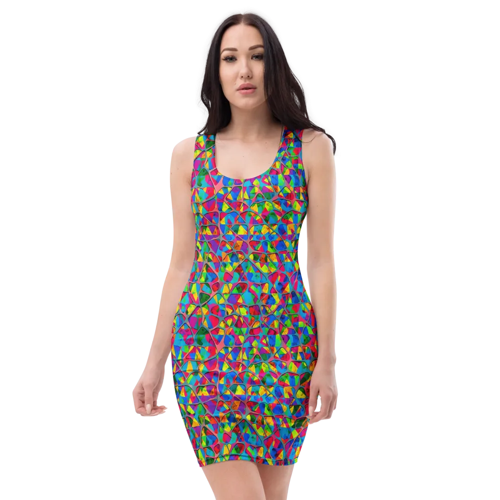 Chromatic Web on Bodycon Dress — Front