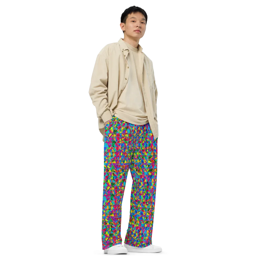 Chromatic Web on Wide-Leg Pants — Right Front