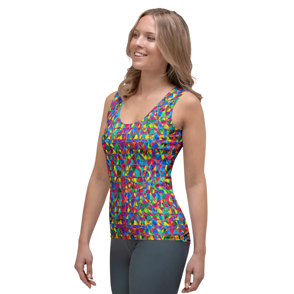 Chromatic Web on Women's Tank Top — Left Front