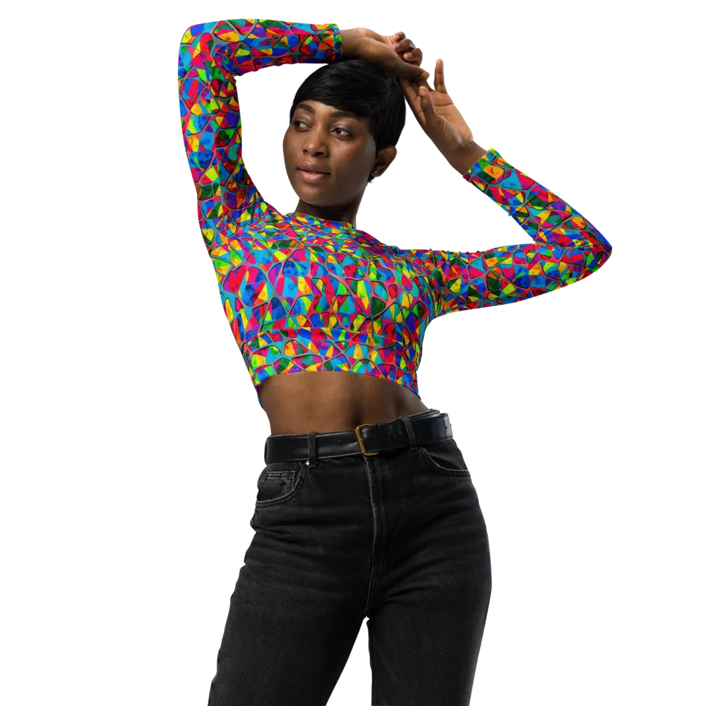 Chromatic Web on Long Sleeve Crop Top — Front