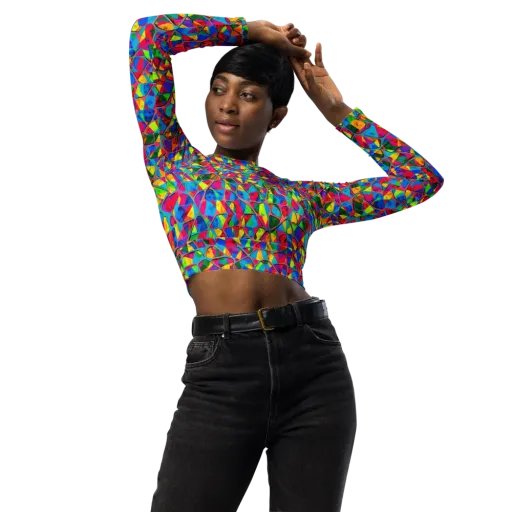 Chromatic Web on a Long Sleeve Crop Top