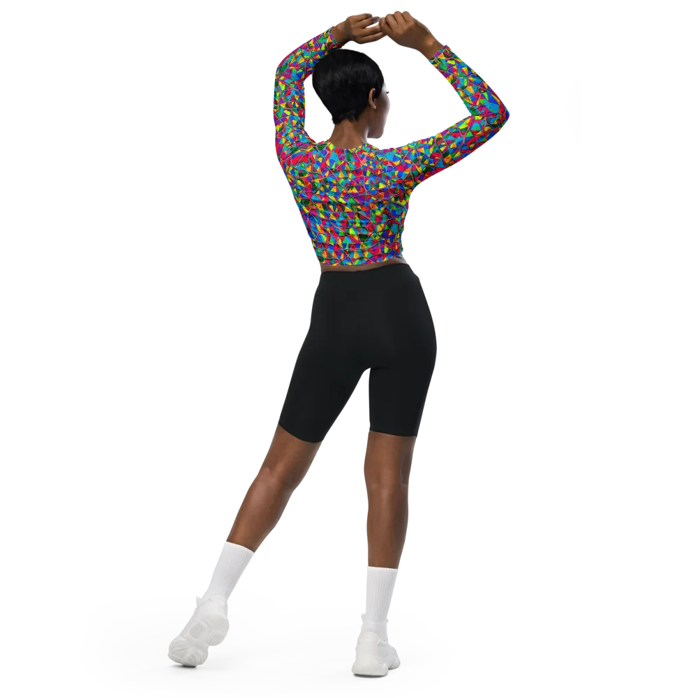 Chromatic Web on Long Sleeve Crop Top — Back