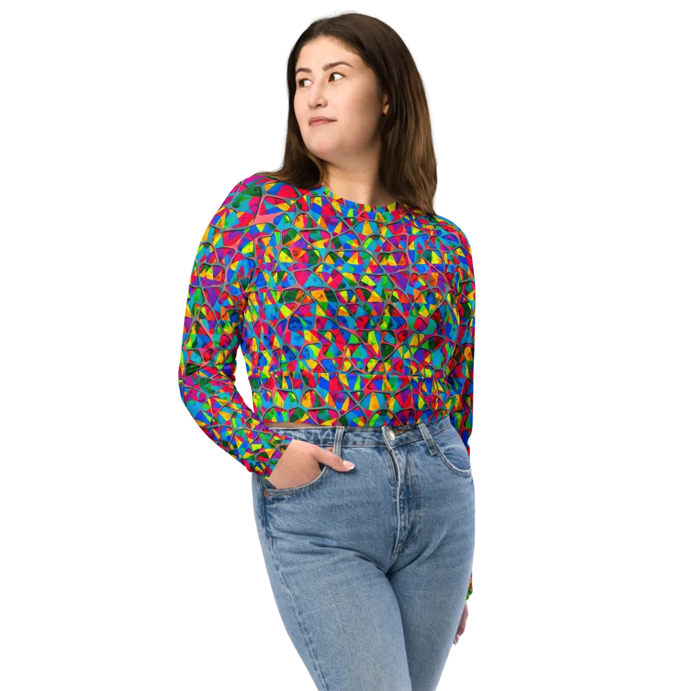 Chromatic Web on Long Sleeve Crop Top — Front