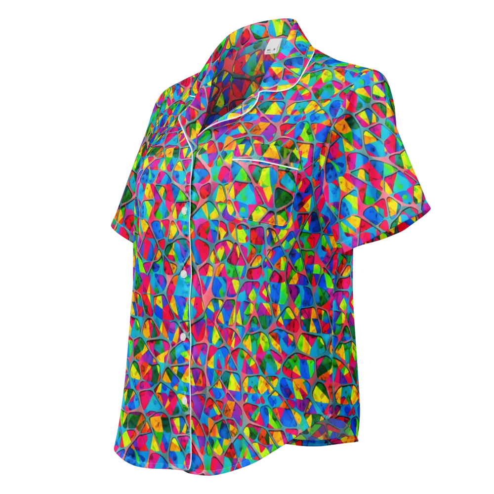 Chromatic Web on Women's Short Sleeve Pajama Top — Left Front