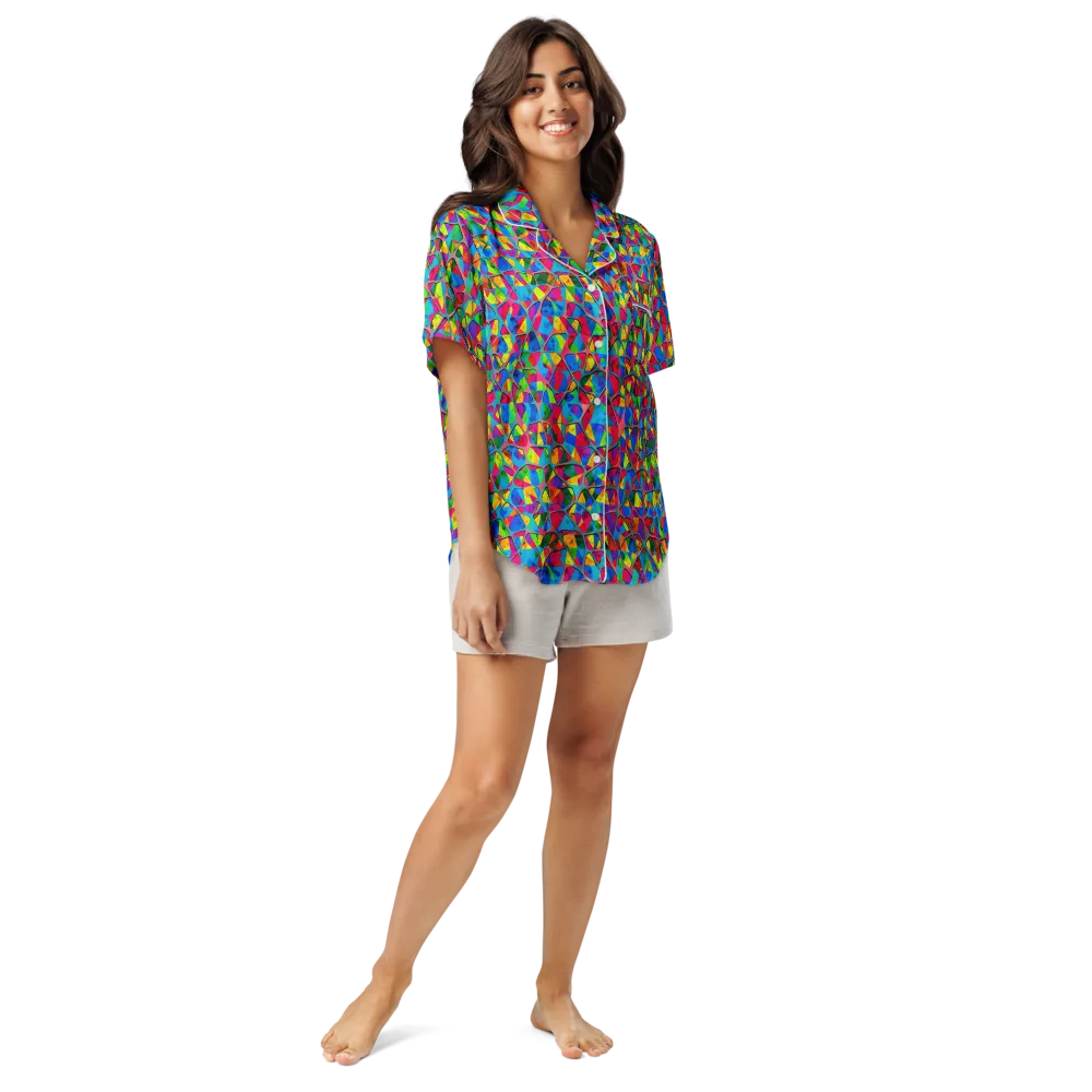 Chromatic Web on Women's Short Sleeve Pajama Top — Front