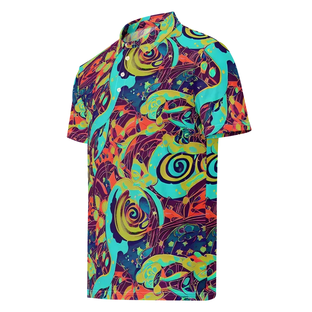 Vivid Spiral Tide on Men's Slim Fit Polo Shirt — Left Front