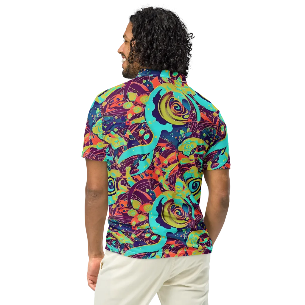 Vivid Spiral Tide on Men's Slim Fit Polo Shirt — Back