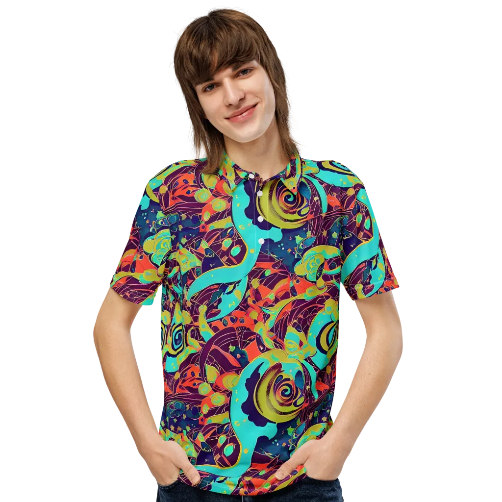 Vivid Spiral Tide on Men's Slim Fit Polo Shirt — Front