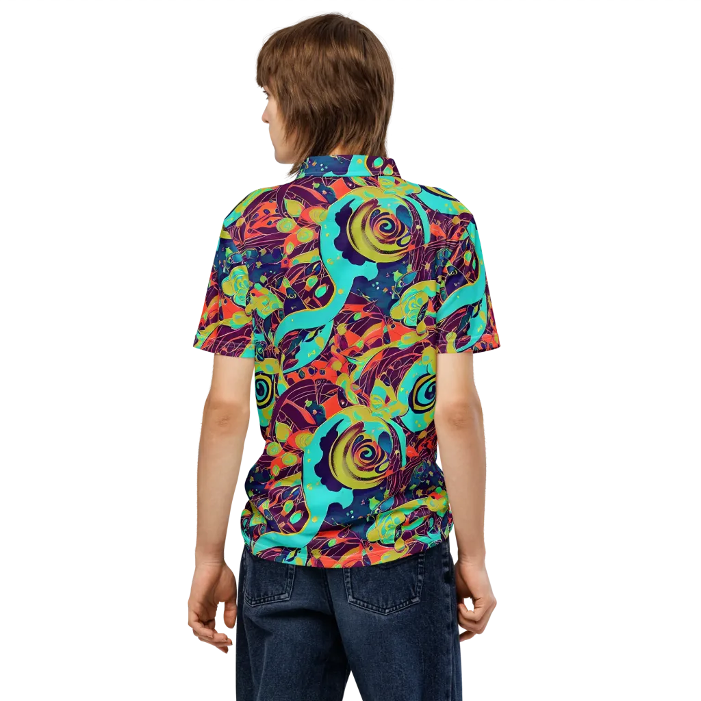 Vivid Spiral Tide on Men's Slim Fit Polo Shirt — Back