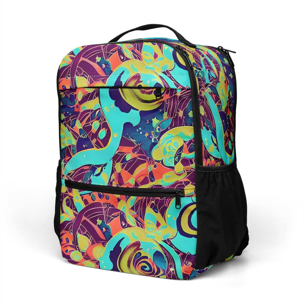 Vivid Spiral Tide on Utility Backpack — Left Front