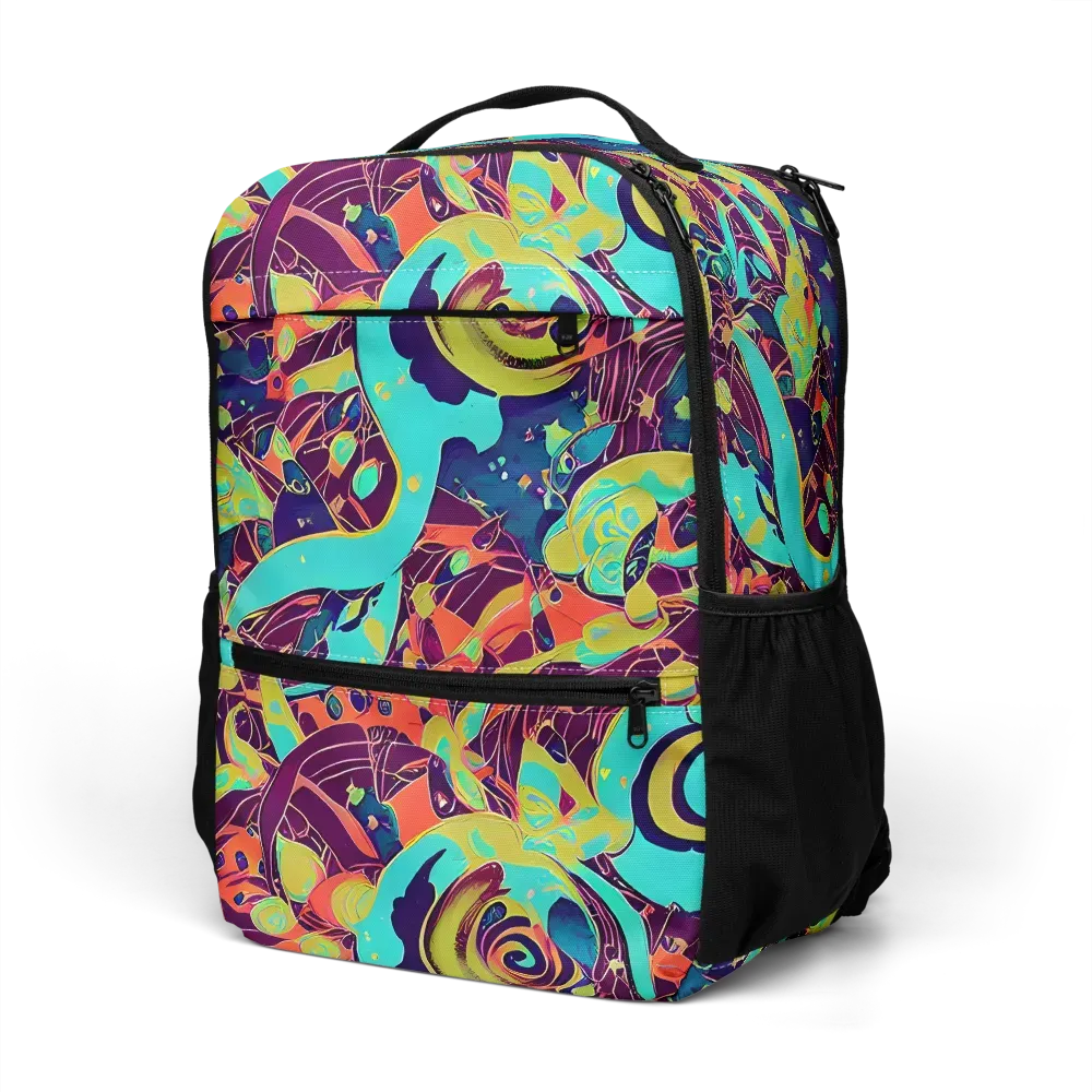 Vivid Spiral Tide on Utility Backpack — Left Front