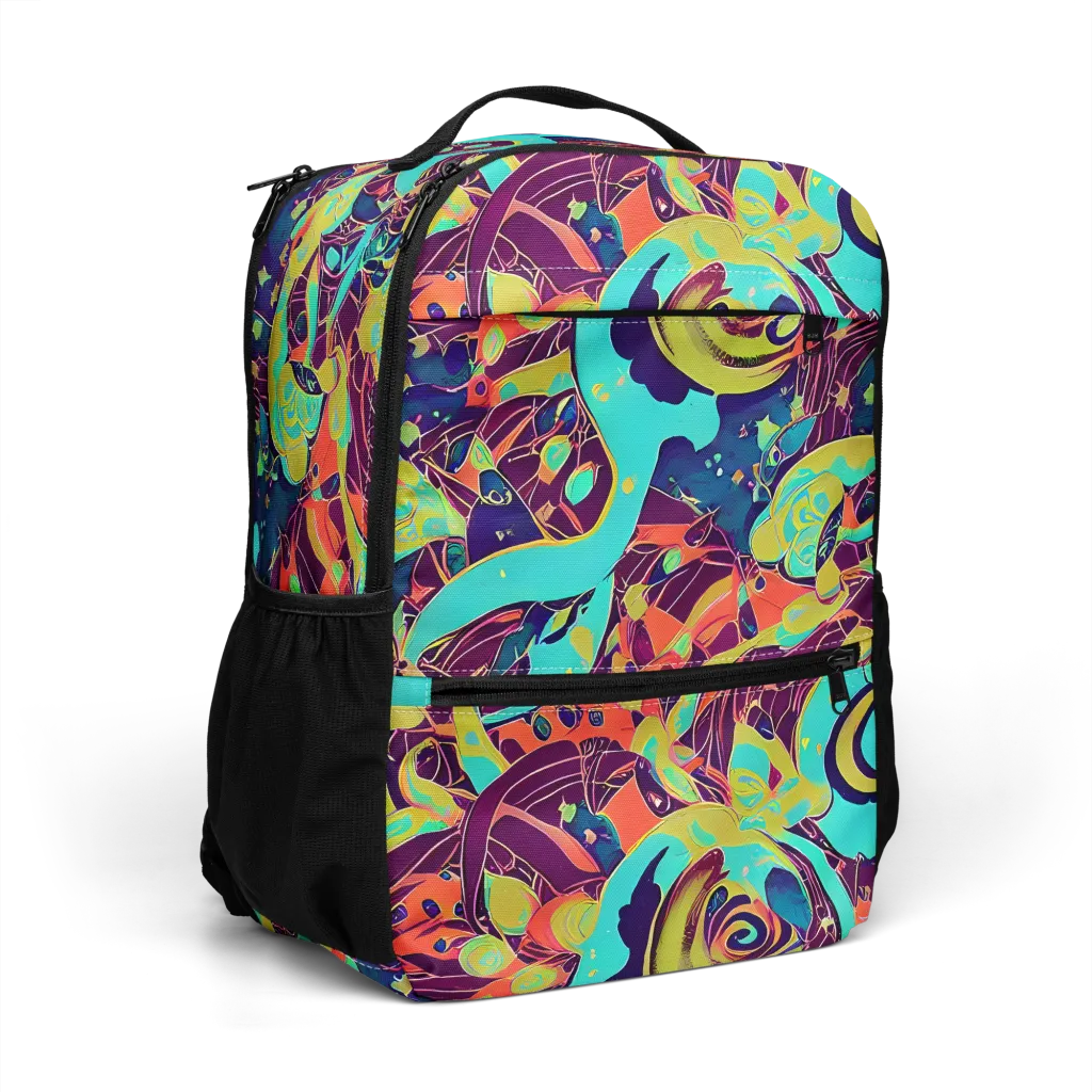 Vivid Spiral Tide on Utility Backpack — Right Front