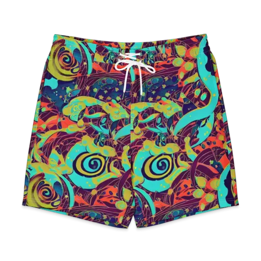 Vivid Spiral Tide on a Men's Board Shorts