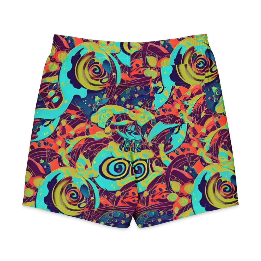 Vivid Spiral Tide on Men's Board Shorts — Back
