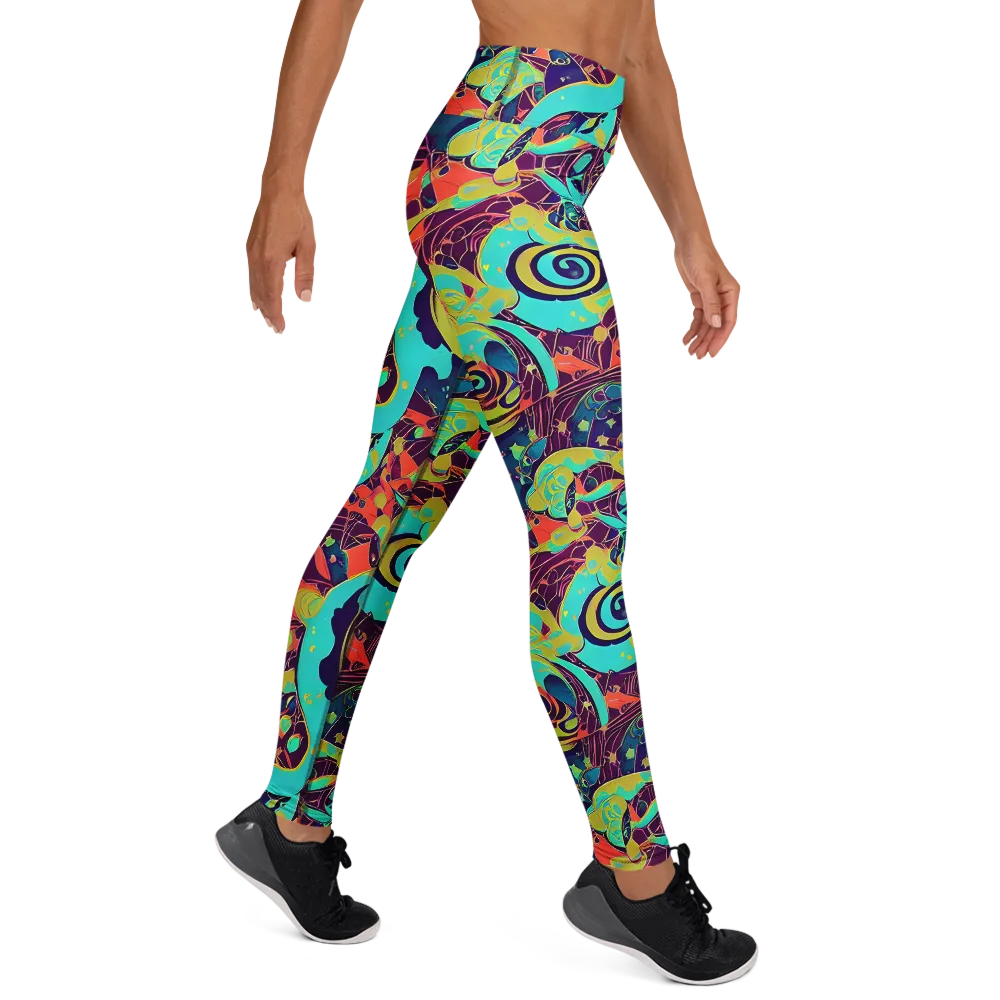 Vivid Spiral Tide on Yoga Leggings — Right