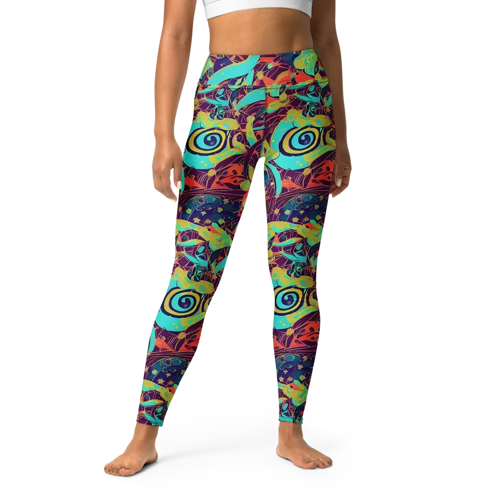 Vivid Spiral Tide on Yoga Leggings — Front