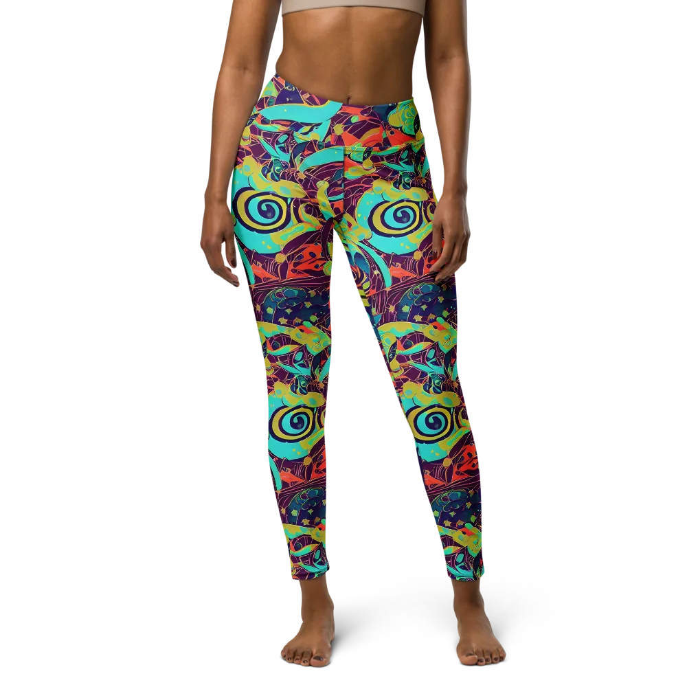 Vivid Spiral Tide on Yoga Leggings — Front