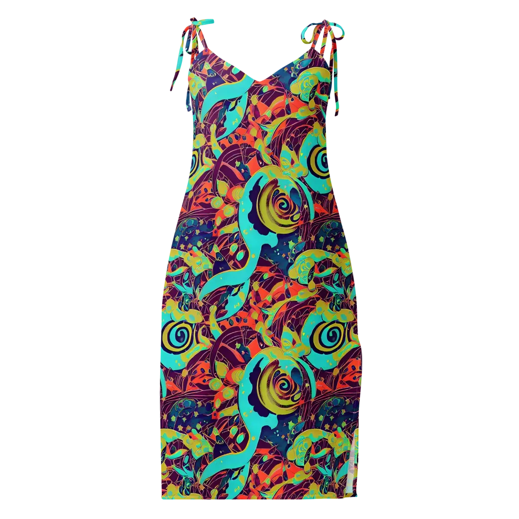 Vivid Spiral Tide on Slip Dress — Front
