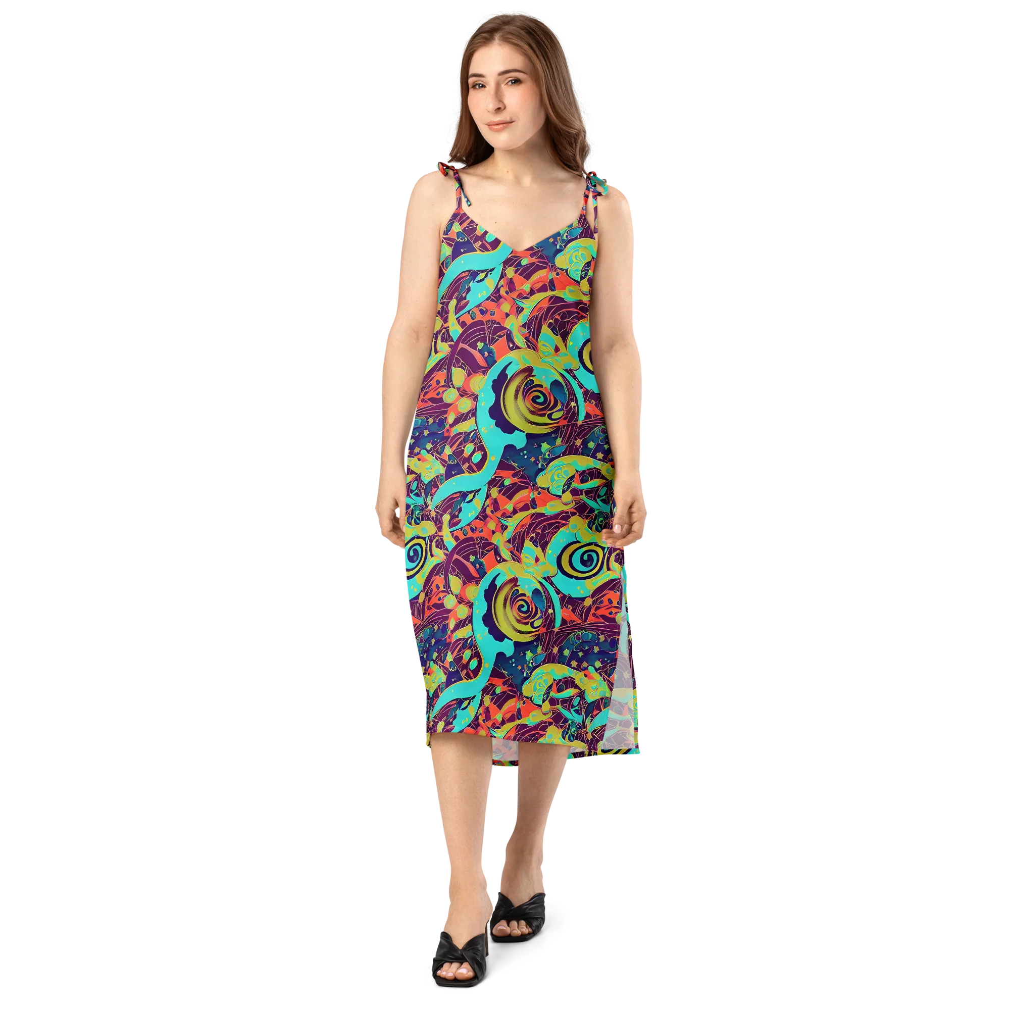 Vivid Spiral Tide on Slip Dress — Front