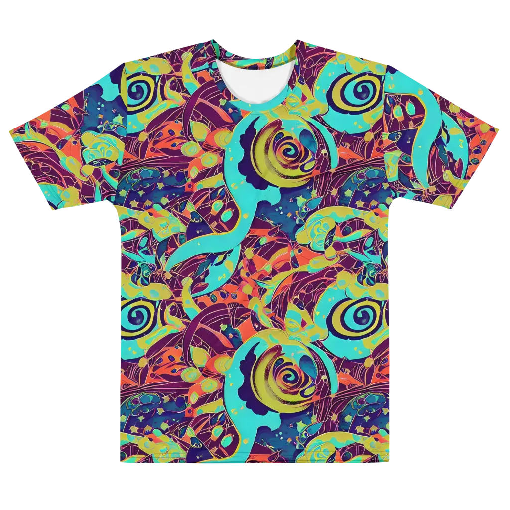 Vivid Spiral Tide on Men's Cotton Crew Neck T-Shirt — Front