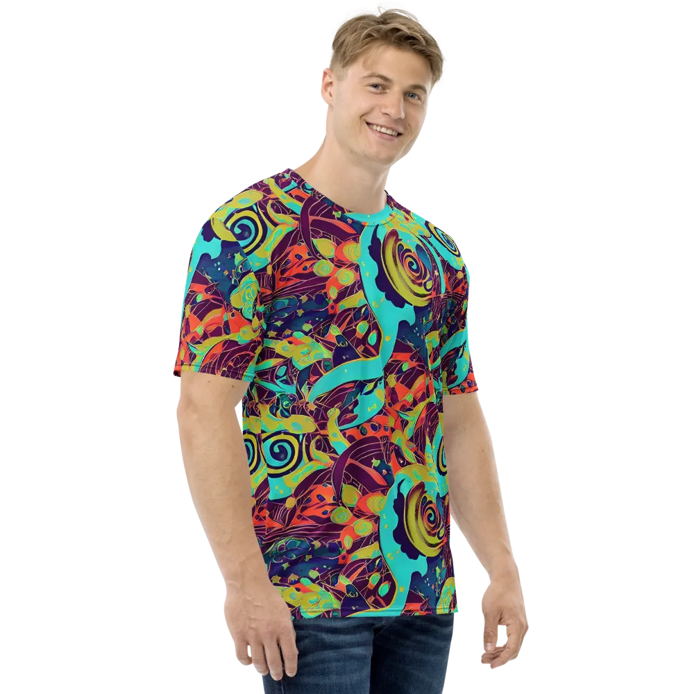 Vivid Spiral Tide on Men's Crew Neck T-Shirt — Right