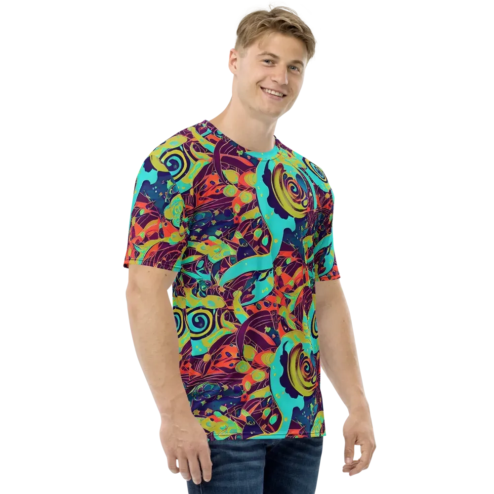 Vivid Spiral Tide on Men's Crew Neck T-Shirt — Right