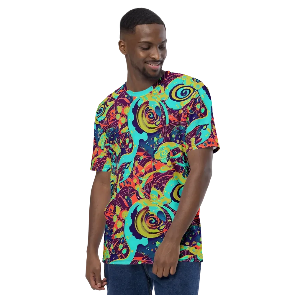 Vivid Spiral Tide on Men's Crew Neck T-Shirt — Left
