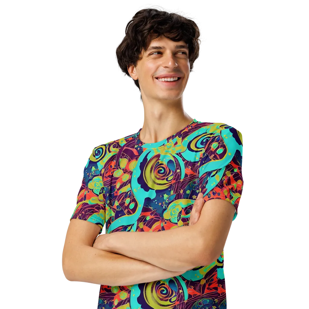 Vivid Spiral Tide on Men's Crew Neck T-Shirt — Left Front