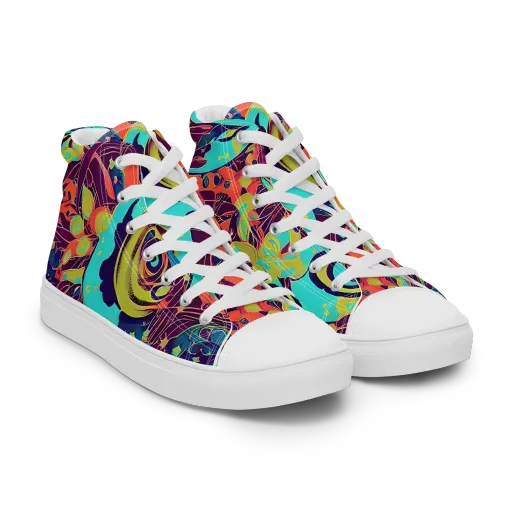 Vivid Spiral Tide on a Men's High Top Canvas Shoes