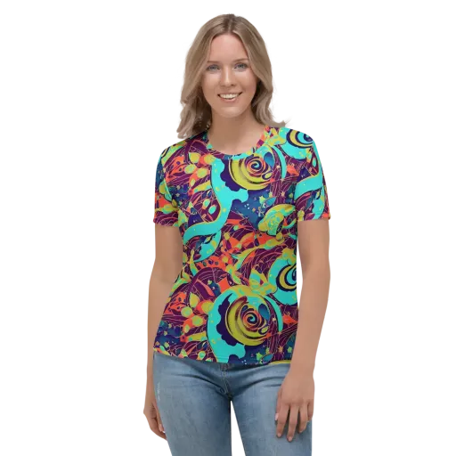 Vivid Spiral Tide on a Women's Crew Neck T-Shirt