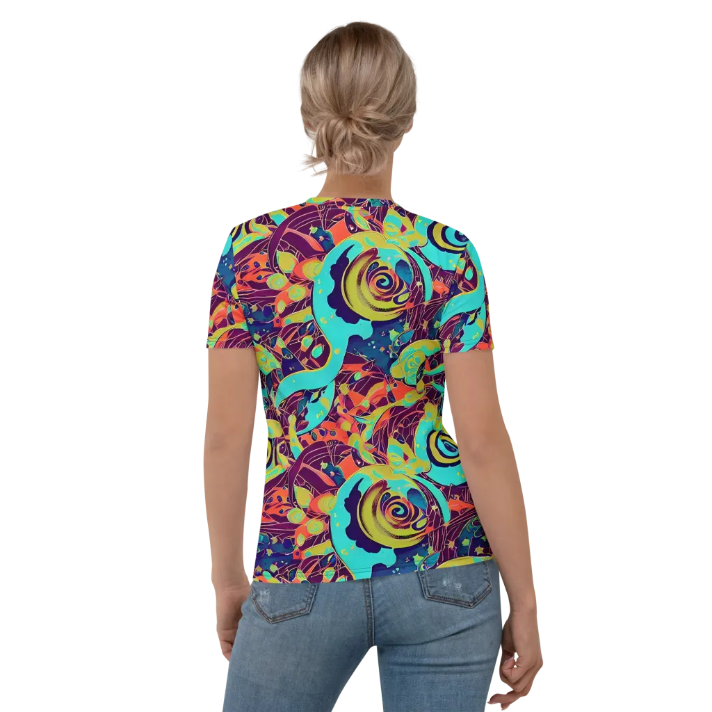 Vivid Spiral Tide on Women's Crew Neck T-Shirt — Back