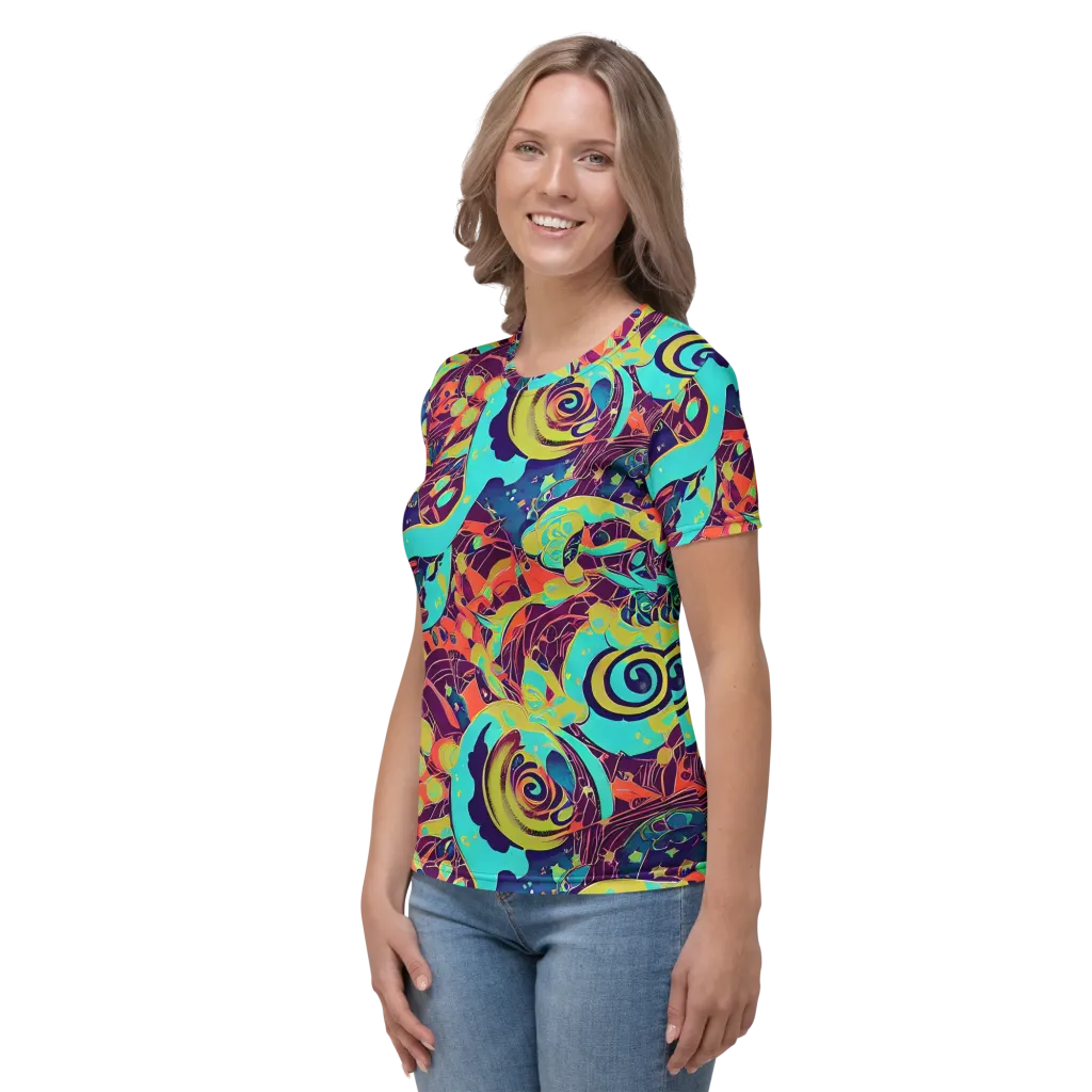 Vivid Spiral Tide on Women's Crew Neck T-Shirt — Left