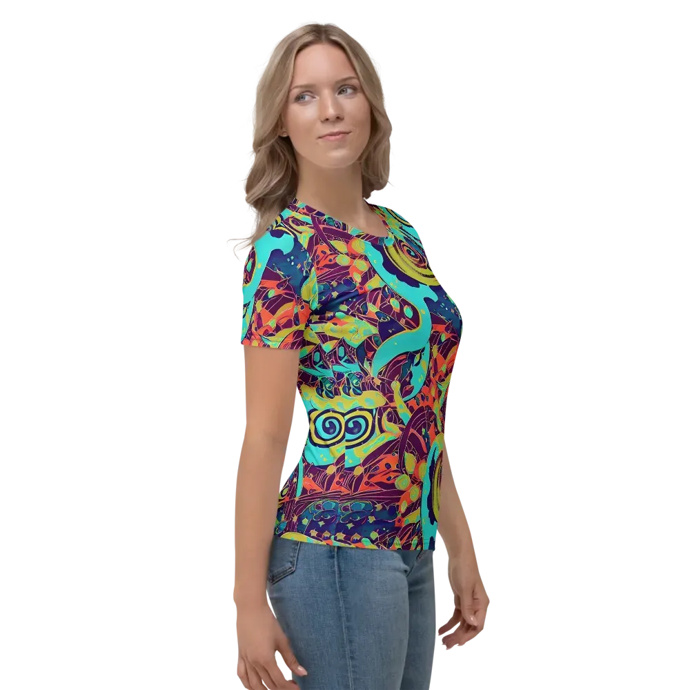 Vivid Spiral Tide on Women's Crew Neck T-Shirt — Right