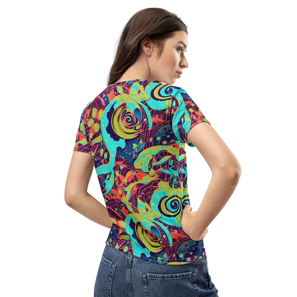 Vivid Spiral Tide on Women's Crew Neck T-Shirt — Back