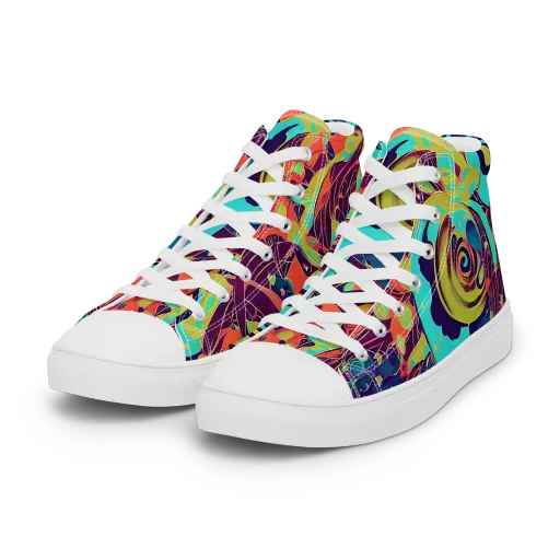 Vivid Spiral Tide on a Women's High Top Canvas Shoes