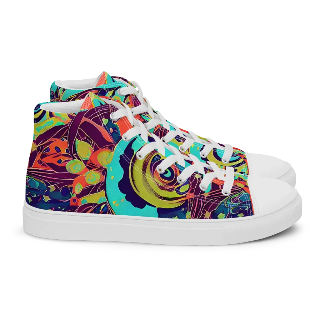 Vivid Spiral Tide on Women's High Top Canvas Shoes — Right