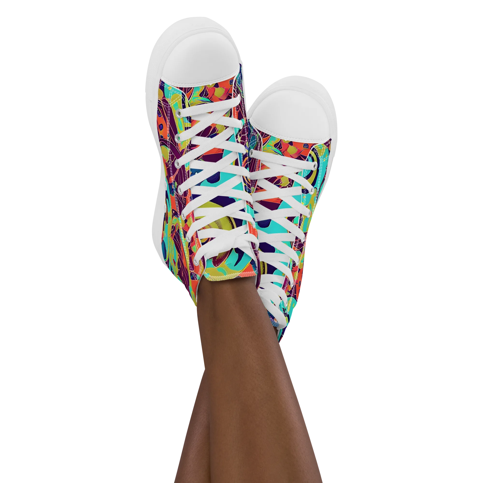 Vivid Spiral Tide on Women's High Top Canvas Shoes — Front