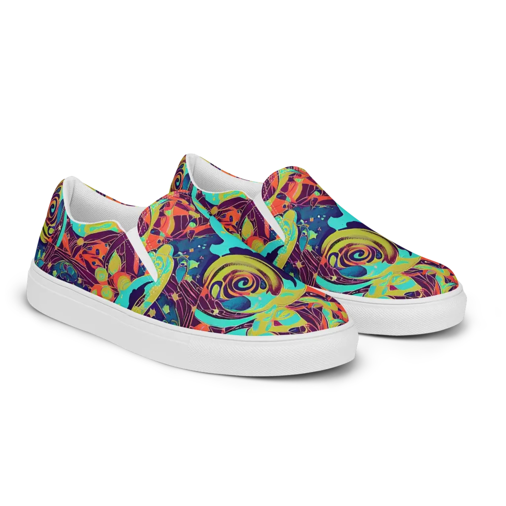 Vivid Spiral Tide on Men's Slip-On Canvas Shoes — Right Front