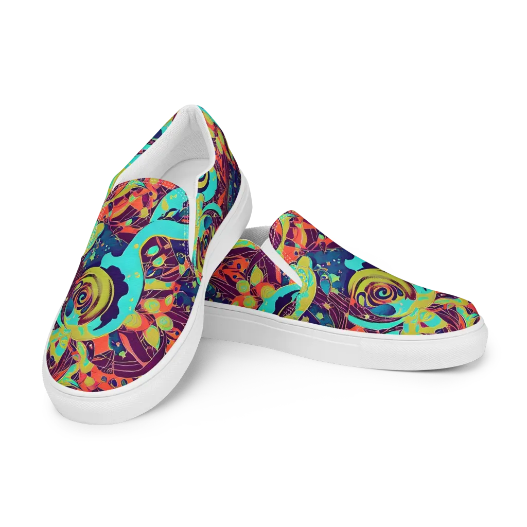 Vivid Spiral Tide on Men's Slip-On Canvas Shoes — Left Front