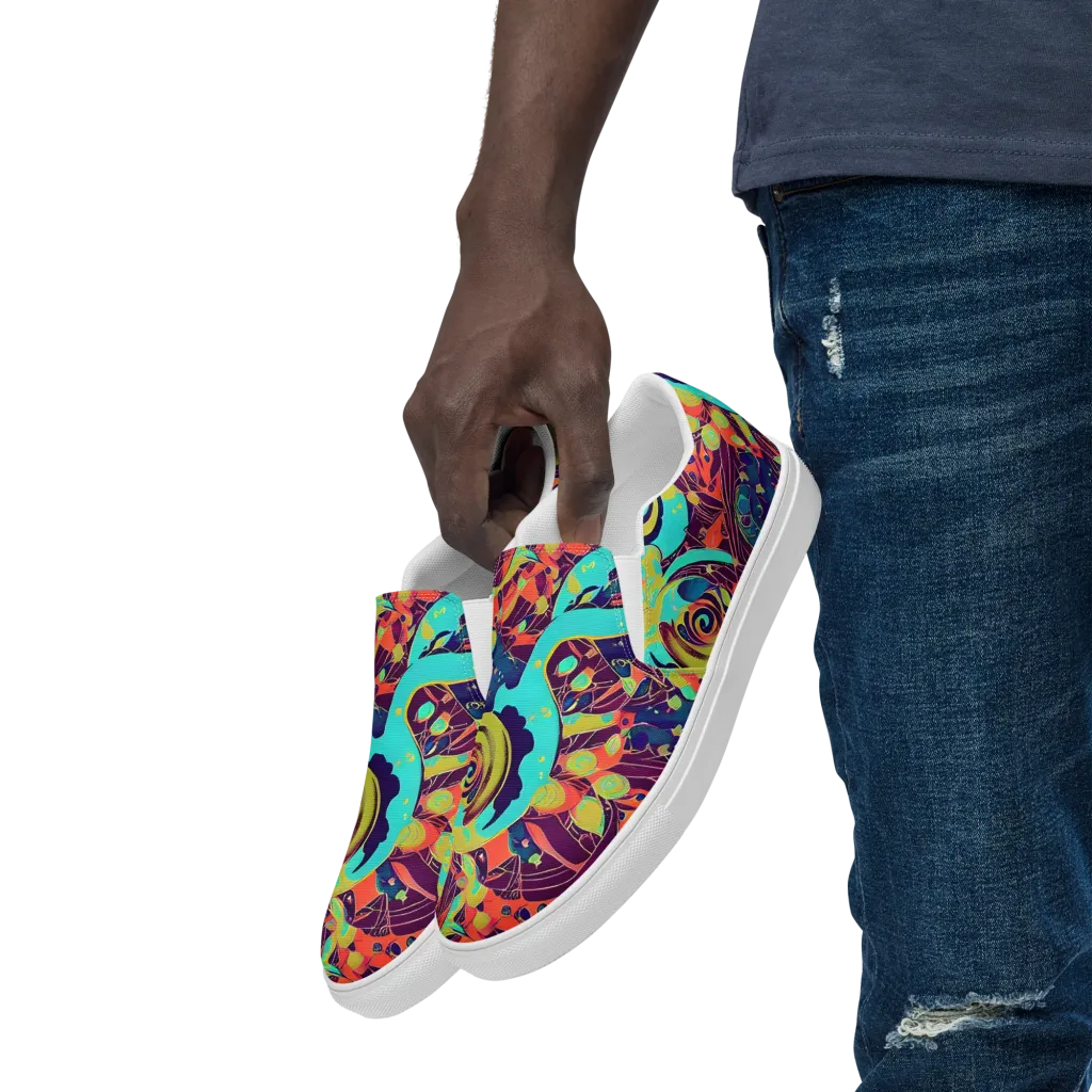 Vivid Spiral Tide on Men's Slip-On Canvas Shoes — Left Front