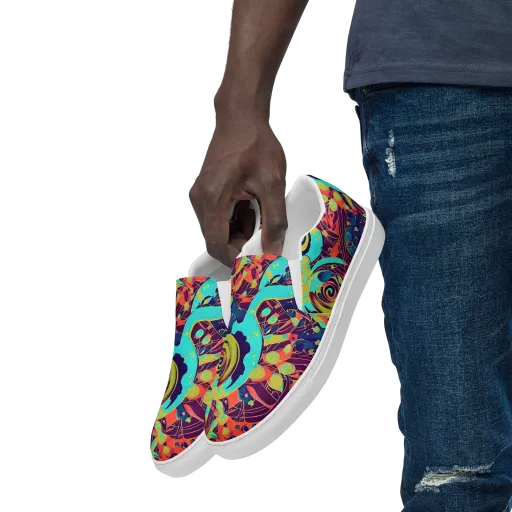 Vivid Spiral Tide on a Men's Slip-On Canvas Shoes