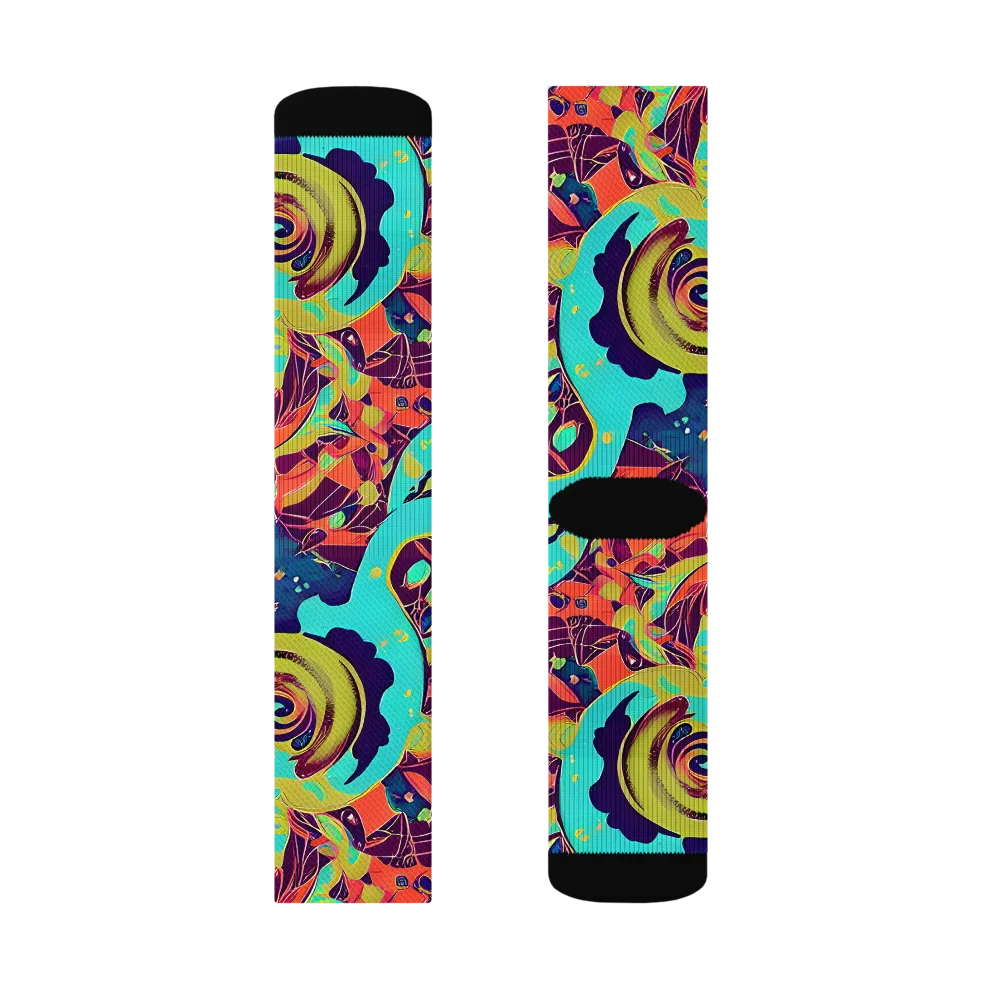 Vivid Spiral Tide on Socks — Left Sock