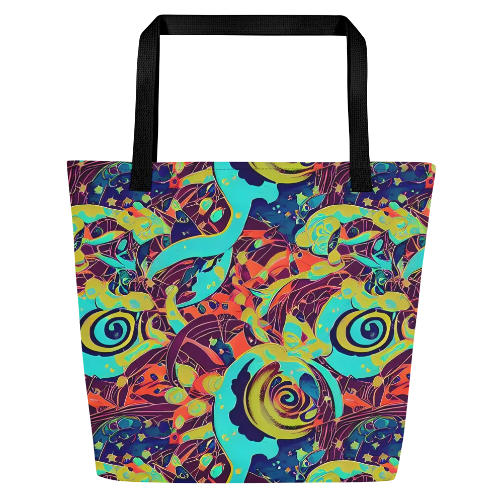 Vivid Spiral Tide on Large Tote Bag W/ Pocket — Front