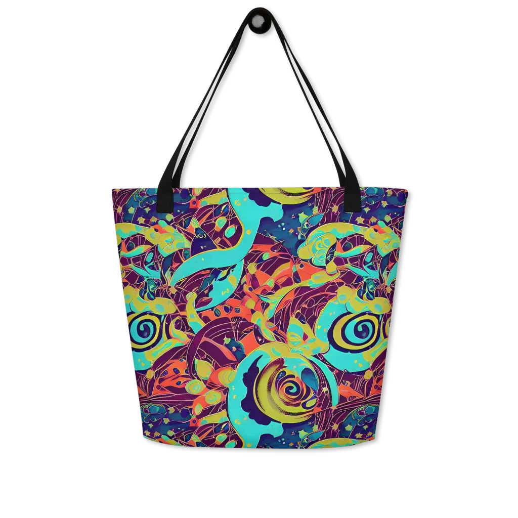 Vivid Spiral Tide on Large Tote Bag W/ Pocket — Front
