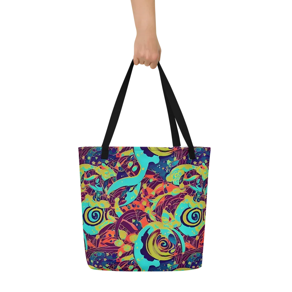 Vivid Spiral Tide on Large Tote Bag W/ Pocket — Front
