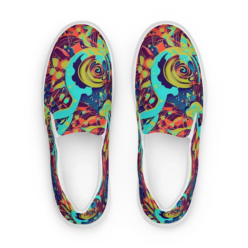 Vivid Spiral Tide on Women's Slip-On Canvas Shoes — Front