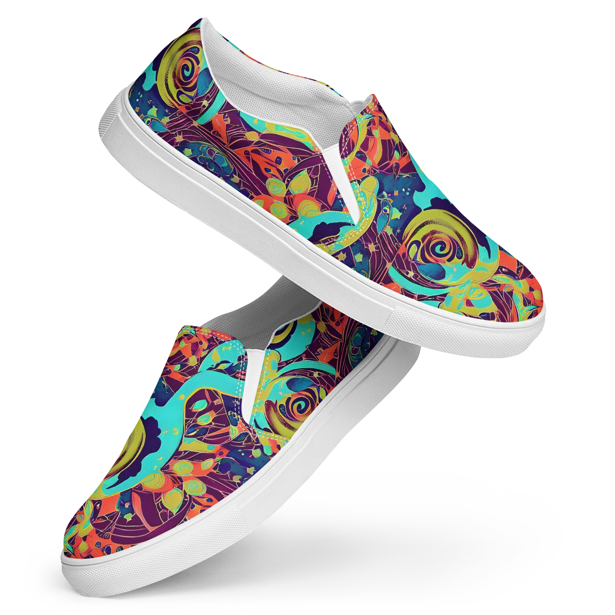 Vivid Spiral Tide on Women's Slip-On Canvas Shoes — Front