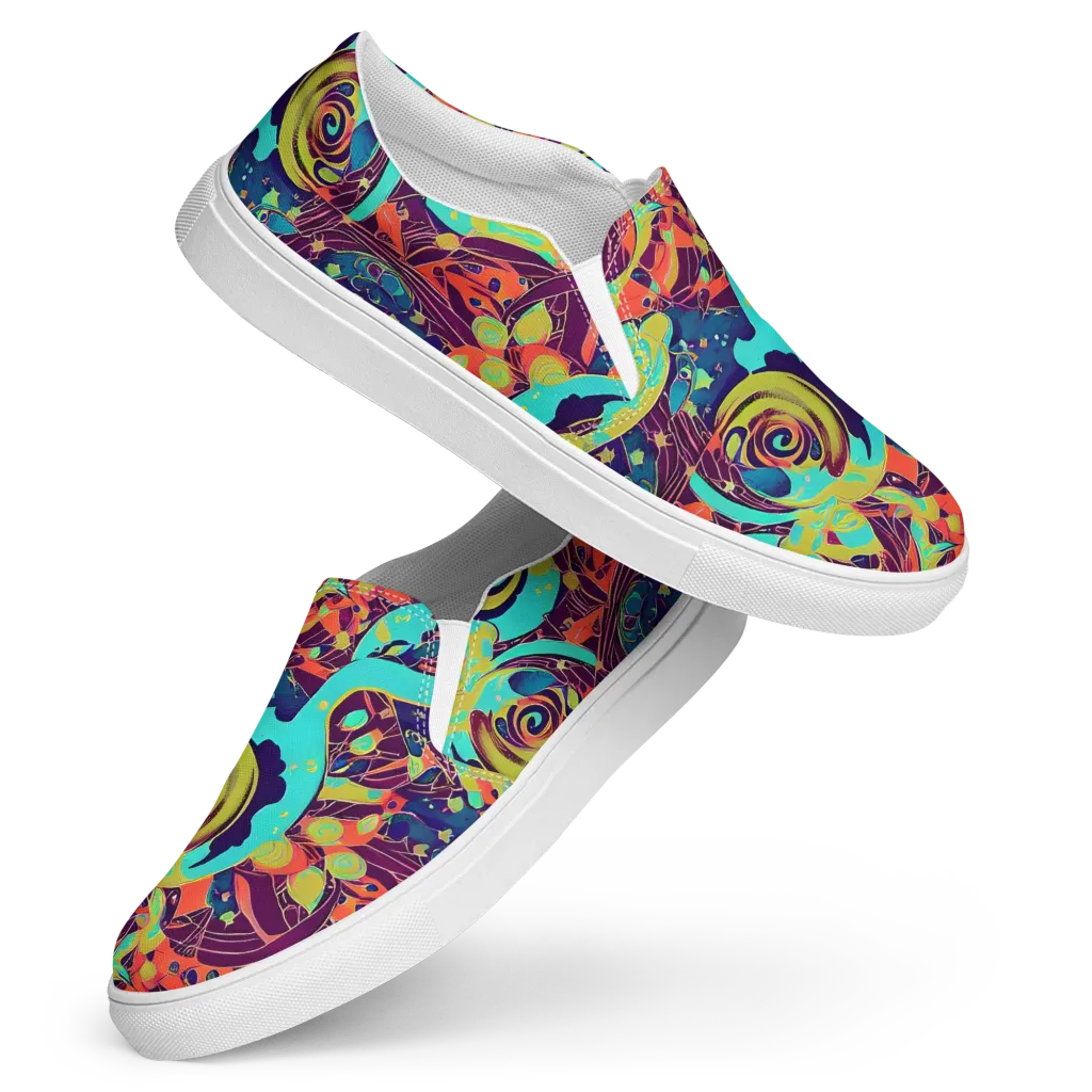 Vivid Spiral Tide on Women's Slip-On Canvas Shoes — Front