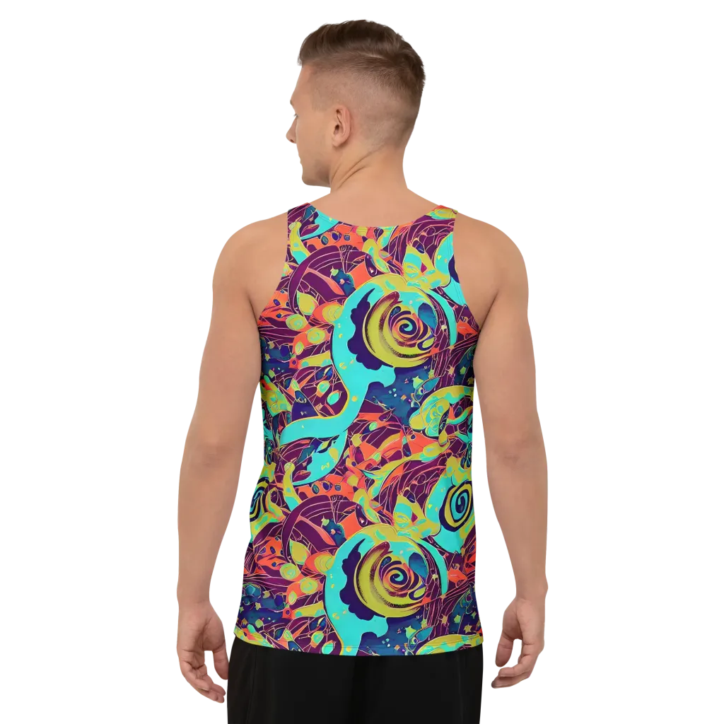 Vivid Spiral Tide on Men's Tank Top — Back